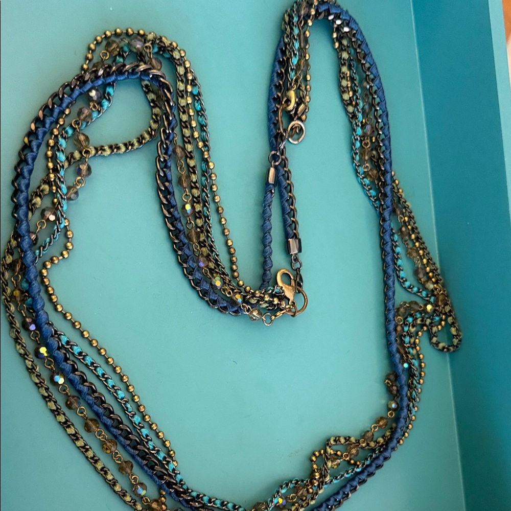 Elegant Blue and Gold Layered Necklace